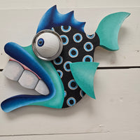 "Circularry" Funky Wooden Fish Sunshine & Sweet Peas Coastal Decor