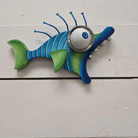 " July Flyby" Funky Fish Sunshine & Sweet Peas Coastal Decor