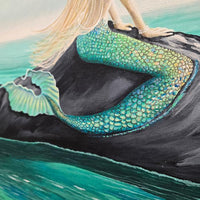 Original Mermaid Painting Sunshine & Sweet Peas Coastal Decor