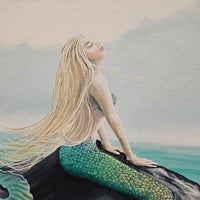 Original Mermaid Painting Sunshine & Sweet Peas Coastal Decor