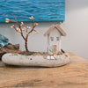 Fall Cottage w/Tree on Driftwood Sunshine & Sweet Peas Coastal Decor