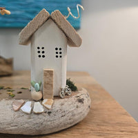 Fall Cottage w/Tree on Driftwood Sunshine & Sweet Peas Coastal Decor