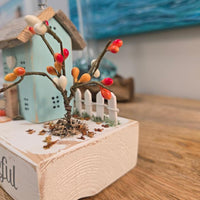 Fall House w/Tree on Wood "Thankful" Sunshine & Sweet Peas Coastal Decor