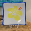 Blue Rimmed White Square Plate w/ Assorted Designs