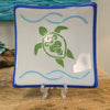 Blue Rimmed White Square Plate w/ Assorted Designs