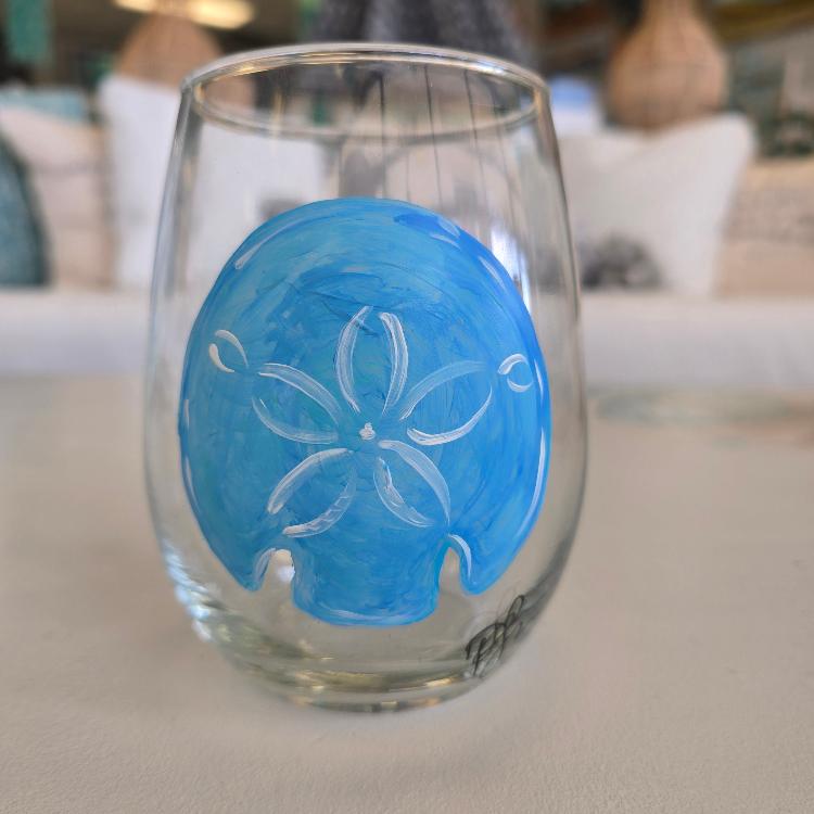 Assorted Ocean Inspired Hand Painted Stemless Wine Glasses Sunshine & Sweet Peas Costal Decor