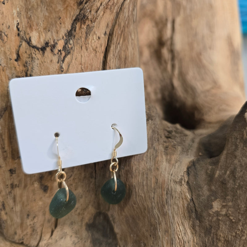 Wire Wrapped Sea Glass Dangle Earrings