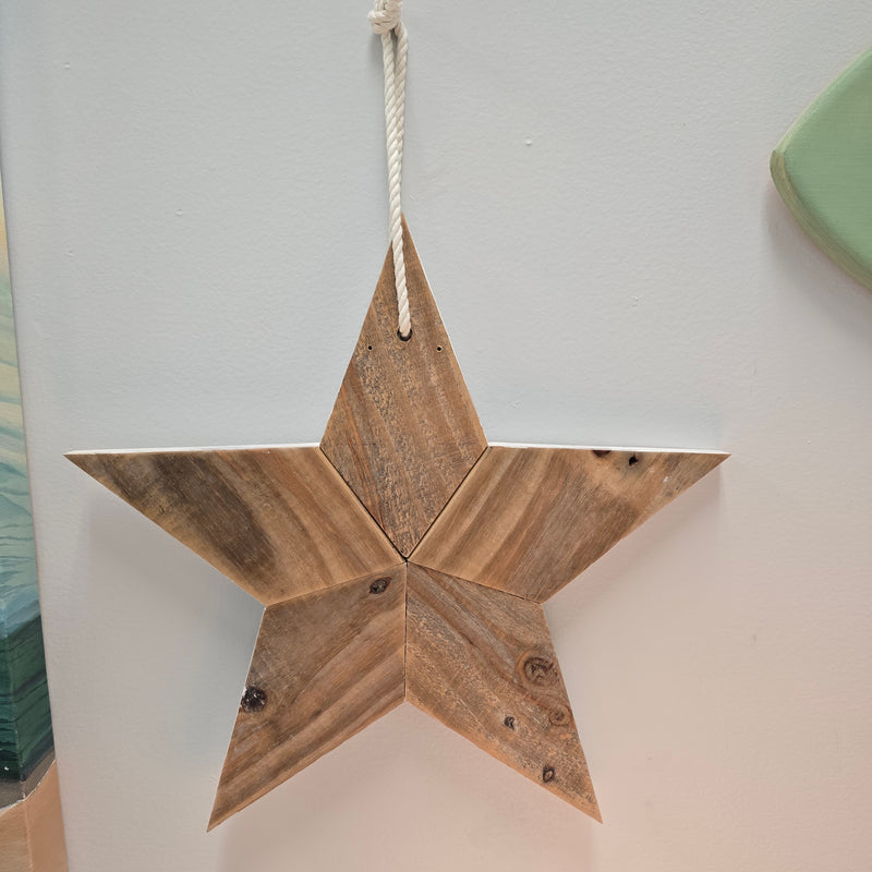 White and Natural Wooden Star