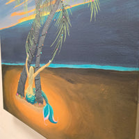 Holiday Mermaid and Palms Original Painting