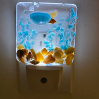 Acrylic Night Lights w/ Coastal Designs in Glass, Sand, Shells Resin