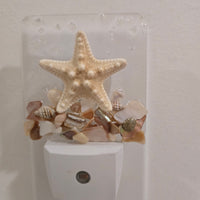 Acrylic Night Lights w/ Coastal Designs in Glass, Sand, Shells Resin