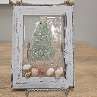 Assorted Holiday Coastal Glass Art w/ Shells, Glass, Resin, Sand- 4"x 6"