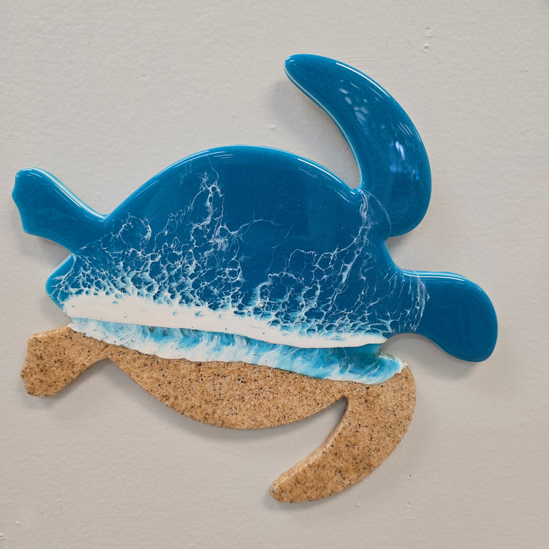 Beach Inspired Teal Resin Sea Turtle