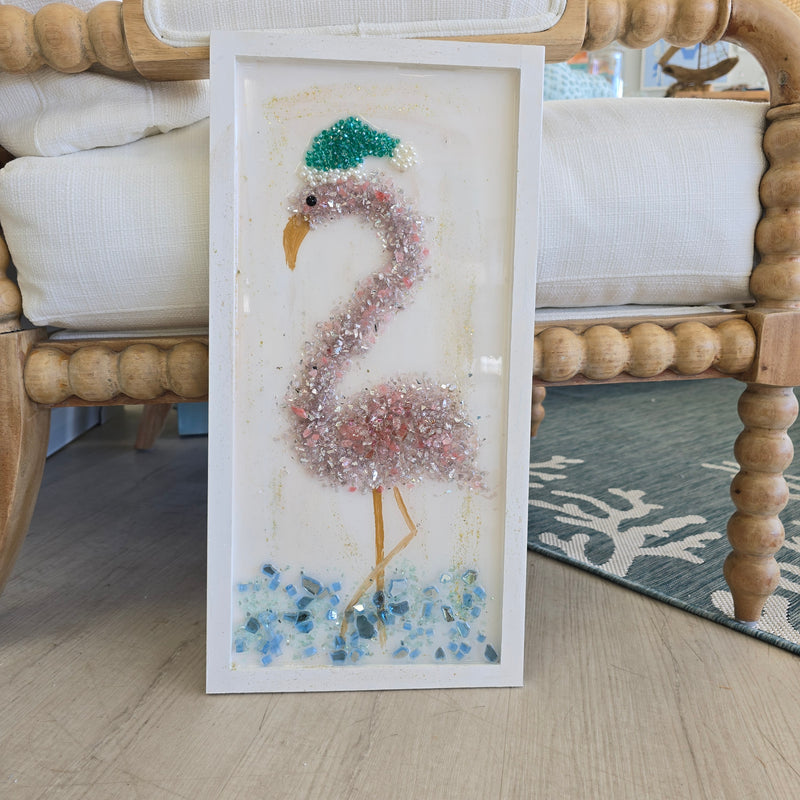 Assorted Holiday Flamingo Painting w/Glass Embellishments