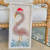 Assorted Holiday Flamingo Painting w/Glass Embellishments