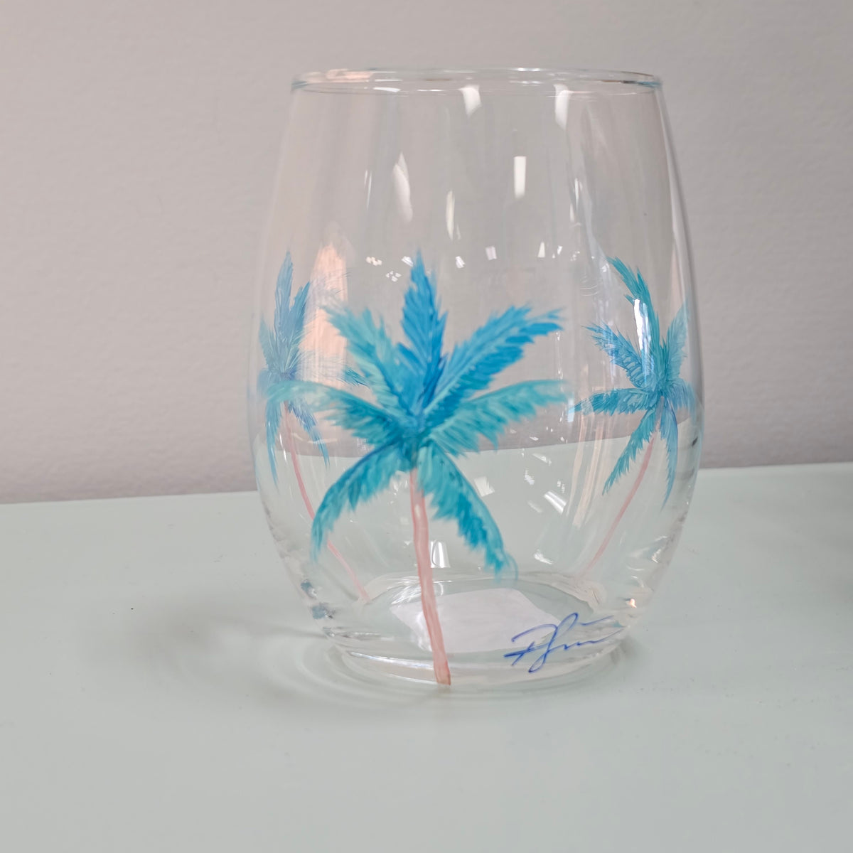 Hand Painted Stemless Wine Glass