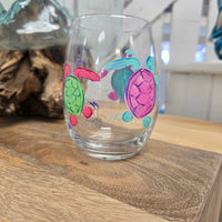 Assorted Ocean Inspired Hand Painted Stemless Wine Glasses