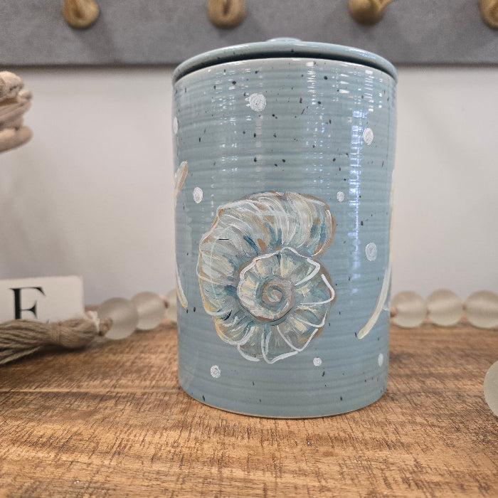 Ocean Inspired Ceramic Cannister w/ Lid Sunshine & Sweet Peas Coastal Decor