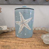 Ocean Inspired Ceramic Cannister w/ Lid Sunshine & Sweet Peas Coastal Decor