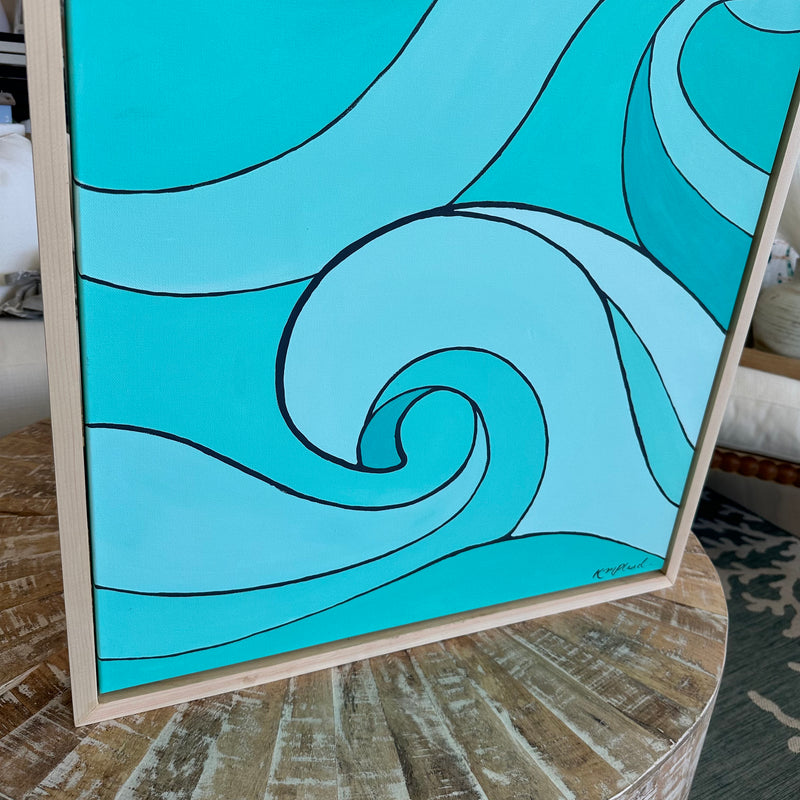 26"x 50" Framed Original Sun and Waves