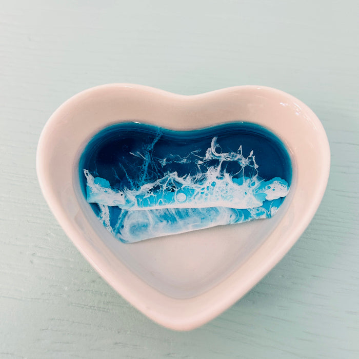 Assorted Resin Poured Heart Ring Dishes