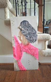 Assorted Mermaid Paintings on Wood w/Glass Embellishments