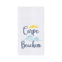 Beach Flour Sack Embroidered Kitchen Towels Sunshine & Sweet Peas Coastal Decor