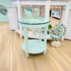 Shadow Box Side Table w/ 3D icons and Glass Top