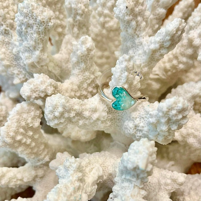 Heart Turquoise & Mother of Pearl Dune Jewelry Ring - Sunshine & Sweet Pea's Coastal Decor