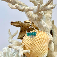Double Wave Turquoise & Mother of Pearl Dune Jewelry Necklace - Sunshine & Sweet Pea's Coastal Decor