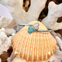 Twisty Bypass Heart Turquoise & Conch Shell Dune Jewelry Cuff Bracelet - Sunshine & Sweet Pea's Coastal Decor