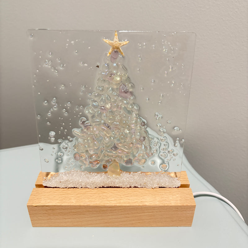 Acrylic Panels for LED Lights w/ Coastal Designs in Glass, Sand, Shells Resin