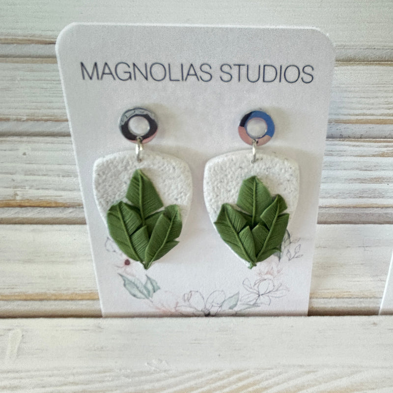 Banana & Monstera Leaf Tropical Inspired Dangle & Stud Polymer Clay Earrings