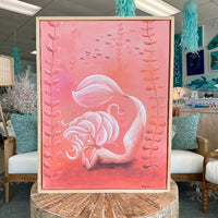 32"x 42" Framed Original Mermaid Painting Sunshine & Sweet Peas Coastal Decor