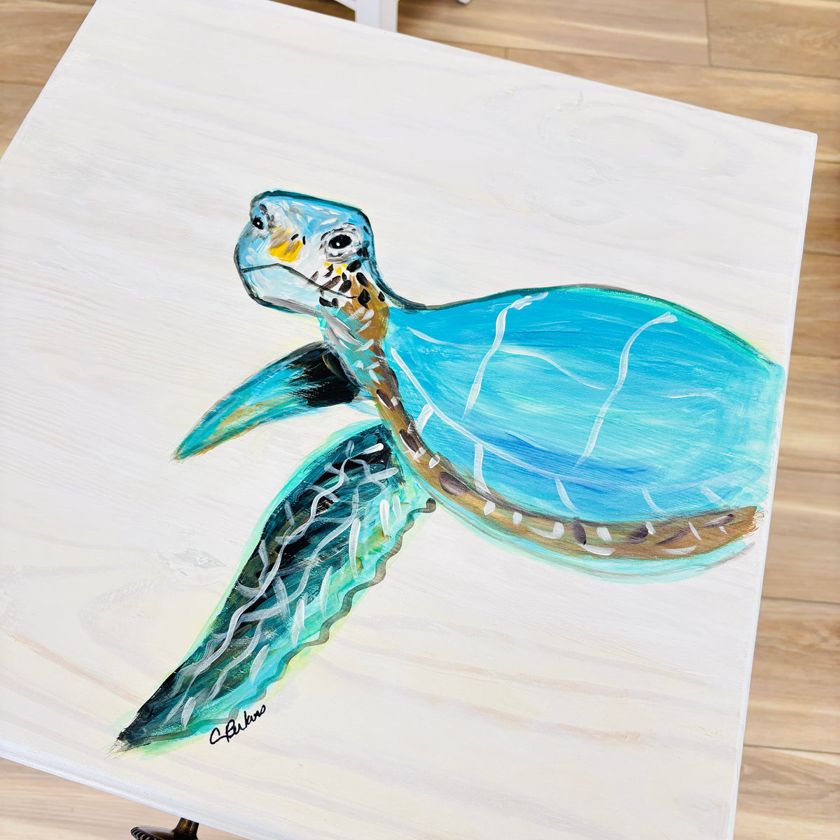 Hand Painted Pair of Nightstands/Side Tables w/ 1 Drawer and Shelf featuring "Buddy"