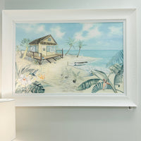 Beach Bungalow Scene Framed Print