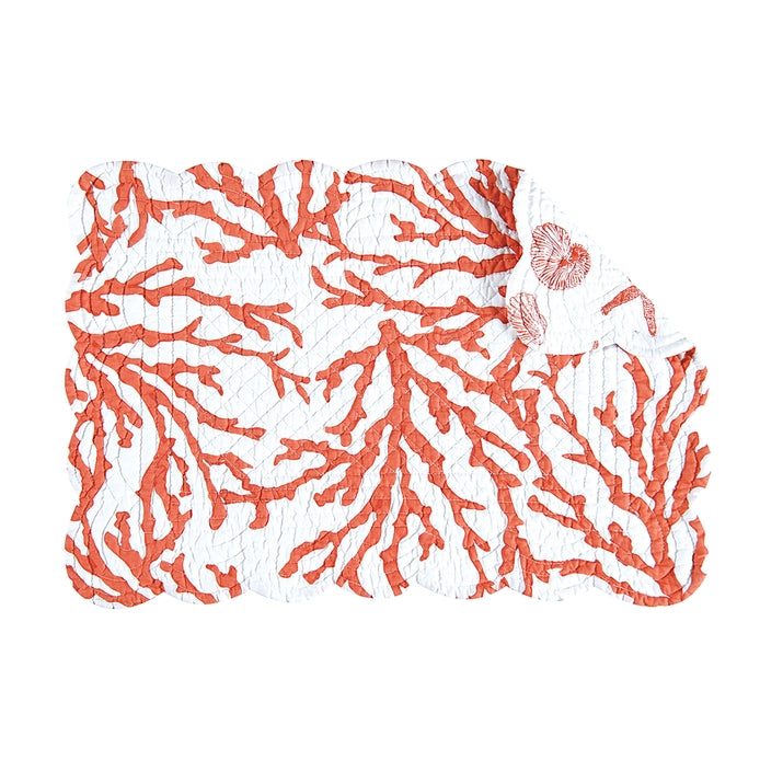 Cora Coral Table Linens Sunshine & Sweet Peas Coastal Decor