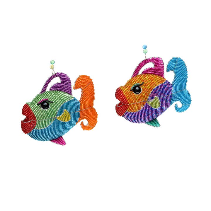 Smoochy Beaded Fish Christmas Ornament (assorted) Sunshine & Sweet Peas Coastal Decor