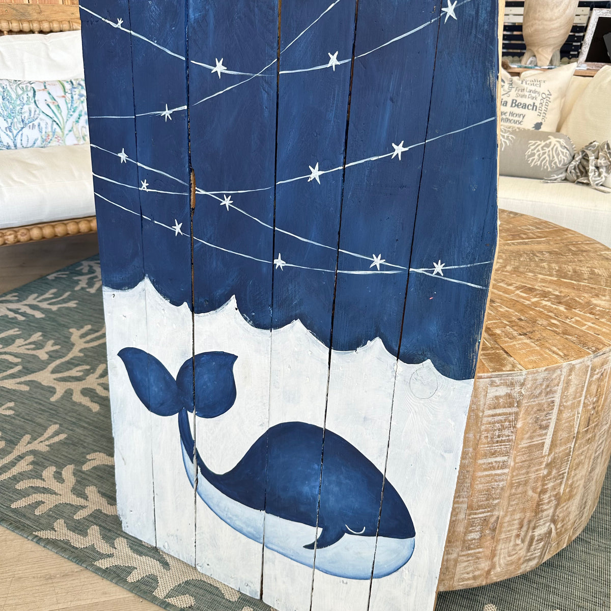 Wood Plank Whale under the Stars