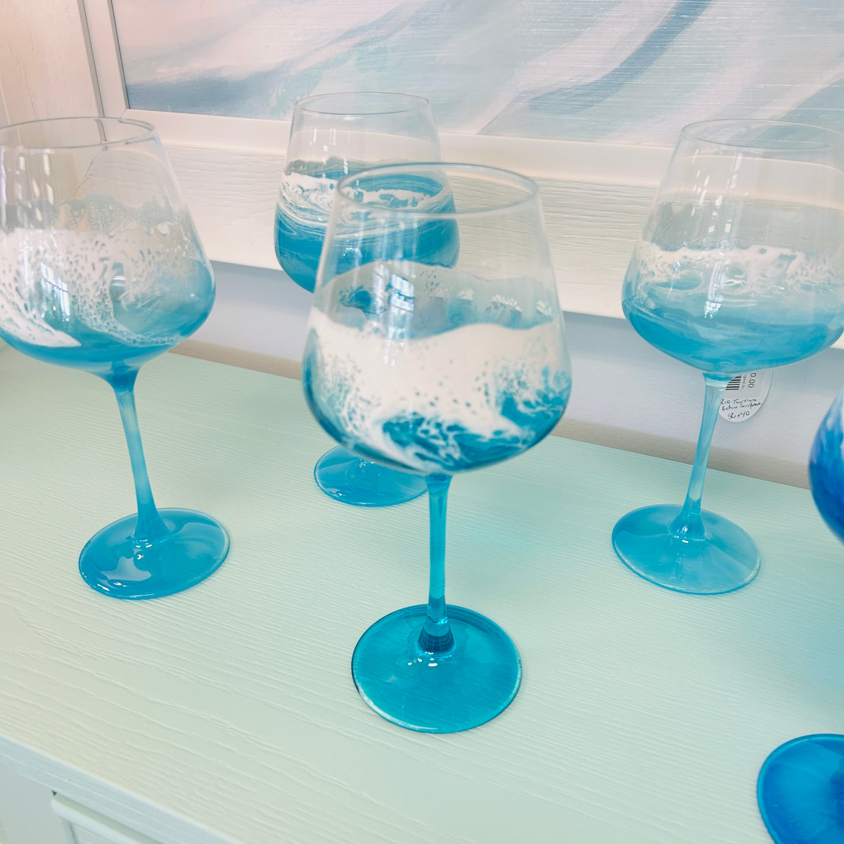 Beach Inspired Resin Stemmed Wine Glass- Wide Cup