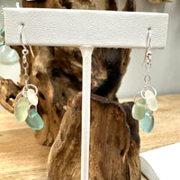 Sea Glass/ Sea Glass and Quartz Dangle Earrings