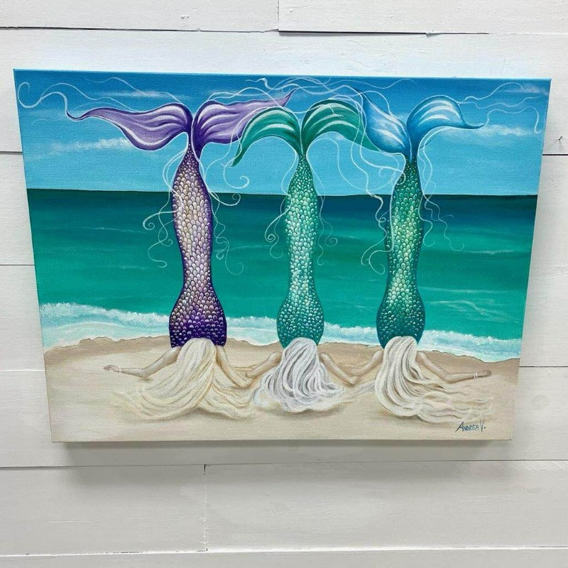 Mermaid Friends Seascape Commission - Sunshine & Sweet Pea's Coastal Decor