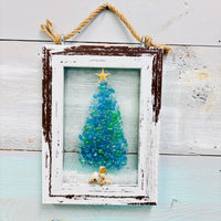 Assorted Holiday Coastal Glass Art w/ Shells, Glass, Resin, Sand- 4"x 6"