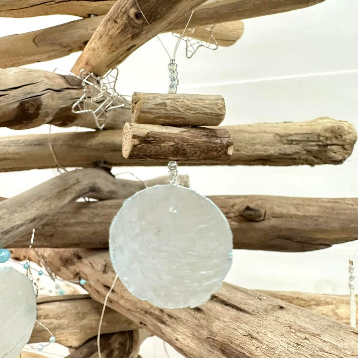 Capiz Shell & Driftwood Christmas Ornament White - Sunshine & Sweet Pea's Coastal Decor