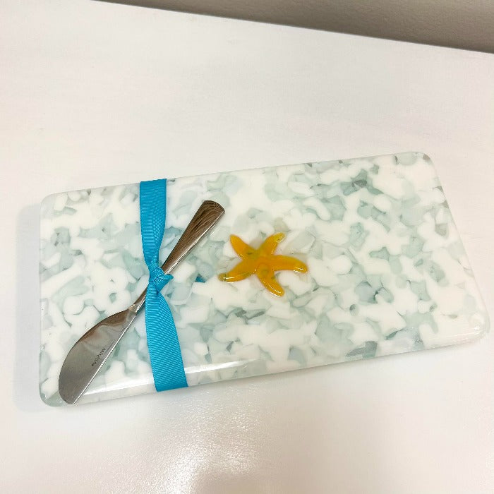 Starfish Glass Serving Slab w/Knife Spreader - Sunshine & Sweet Pea's Coastal Decor
