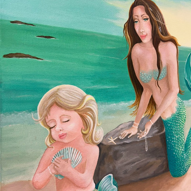 Mother & Daughter Mermaid Painting - Sunshine & Sweet Pea's Coastal Decor