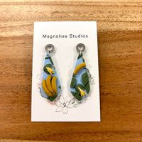 Banana & Monstera Leaf Tropical Inspired Dangle Polymer Clay Earrings - Sunshine & Sweet Pea's Coastal Decor