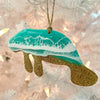 Emerald Resin & Gold Glitter Manatee Christmas Ornament - Sunshine & Sweet Pea's Coastal Decor