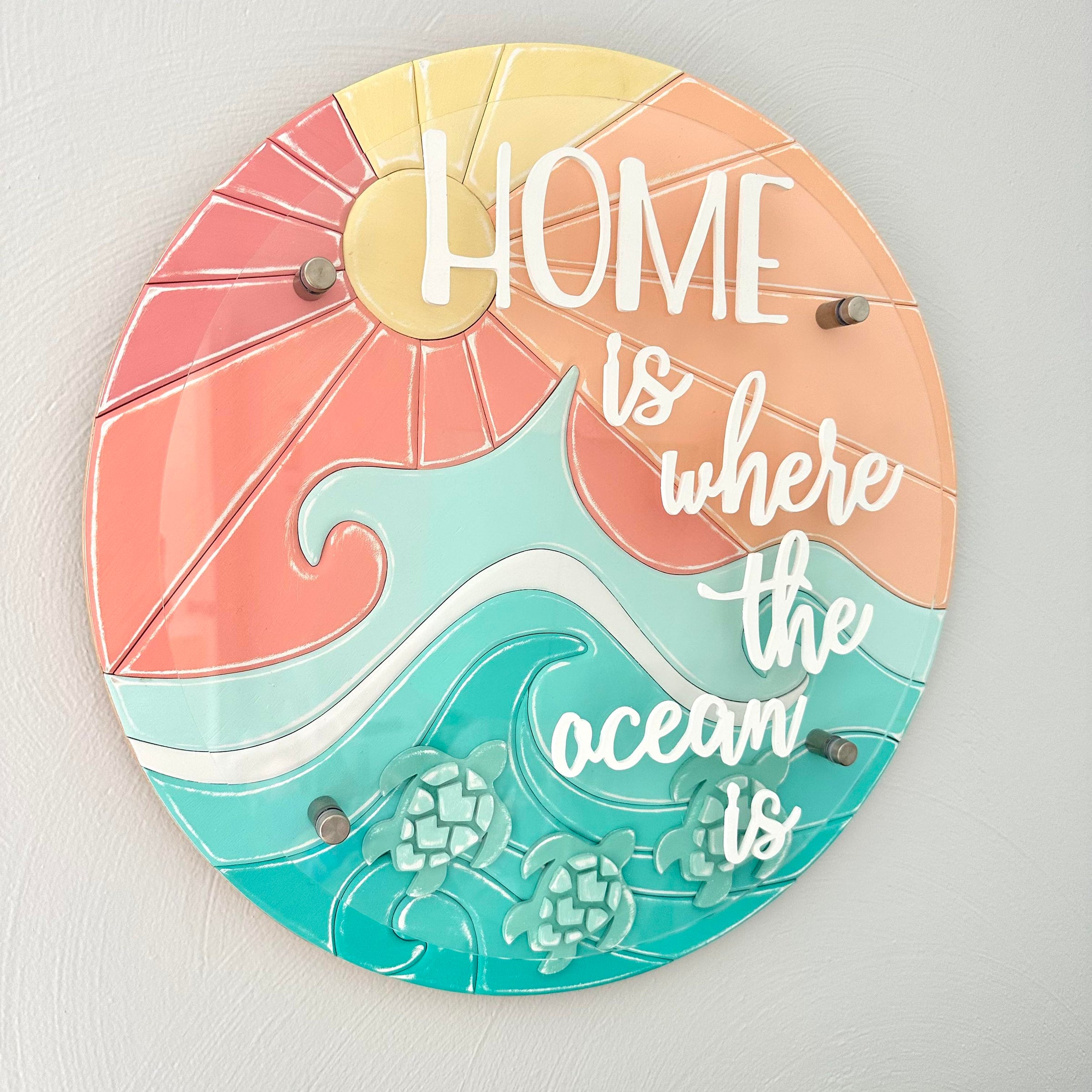 Home Is Where The Ocean Is Wooden Round