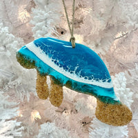 Blue Resin & Dark Sand Manatee Christmas Ornament - Sunshine & Sweet Pea's Coastal Decor